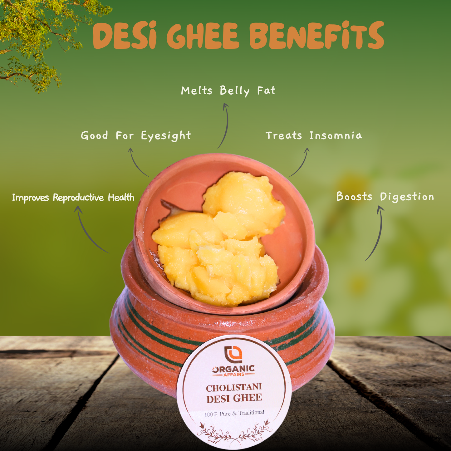 Pure Indulgence: Cholistani Desi Ghee (1KG) & Flavorful Sidr Honey (1KG)