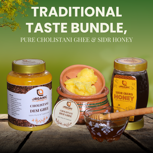 Pure Indulgence: Cholistani Desi Ghee (1KG) & Flavorful Sidr Honey (1KG)
